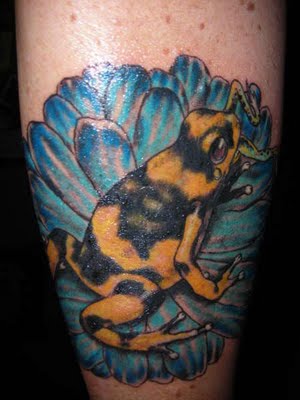 frog tattoo designs. Yellow Frog Tattoo Design with