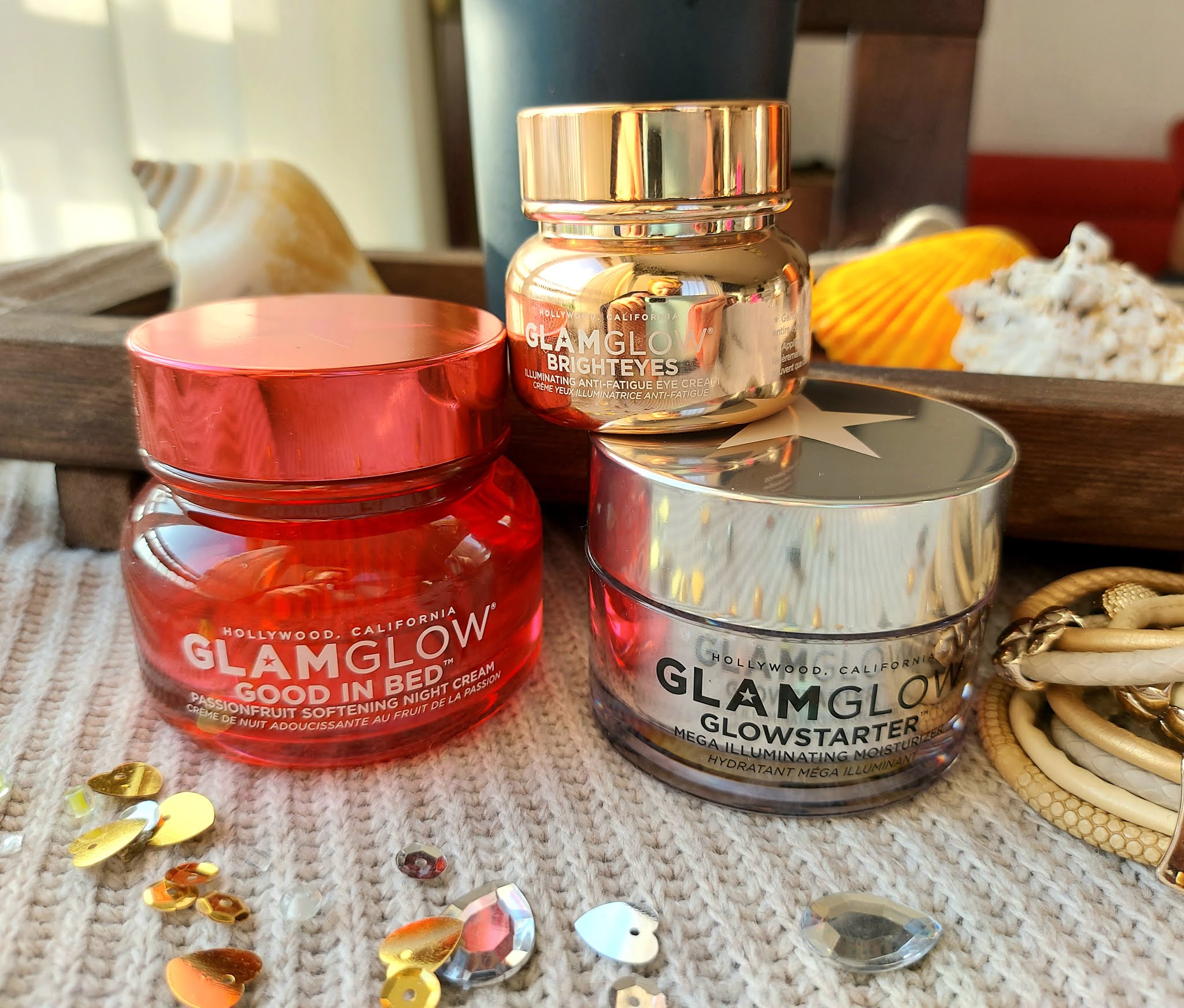 GLAMGLOW - KREM NAWILŻAJĄCY GLOWSTARTER, KREM POD OCZY BRIGHTEYES, KREM NA NOC GOOD IN BED