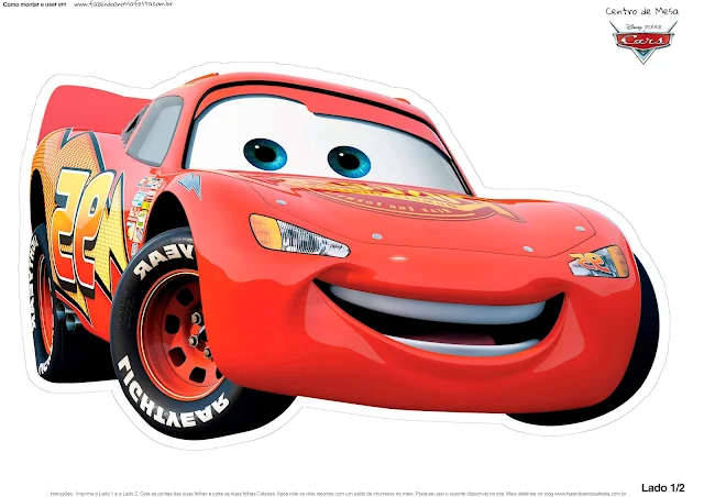 Rayo McQueen of Cars: Free Printable Table Centerpiece.