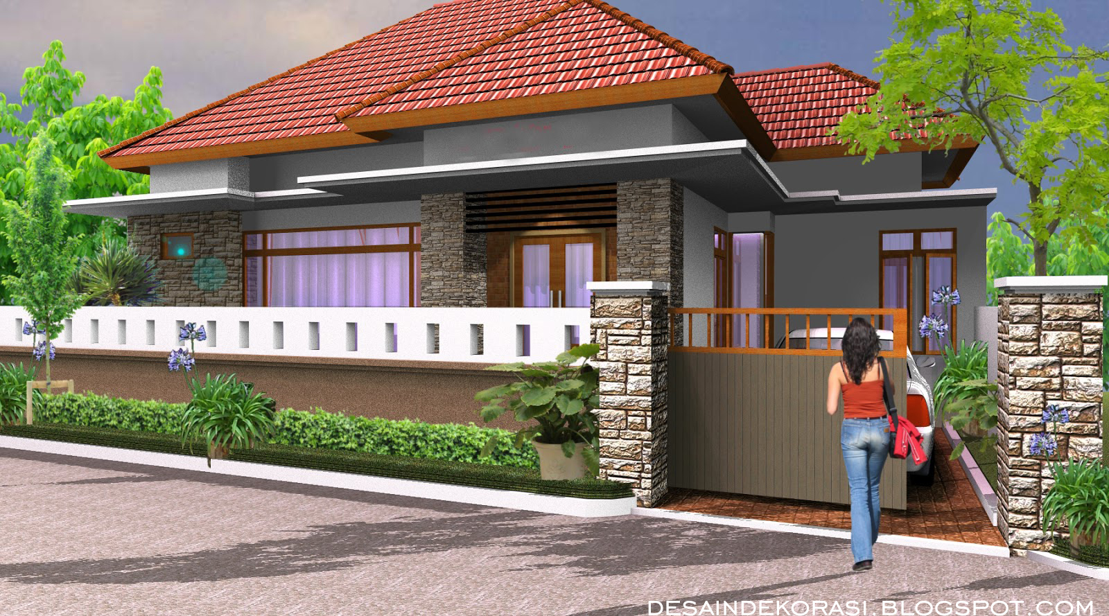 desain pagar rumah minimalis batu alam