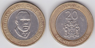 Jamaica 20 Dollars (2000-2002) Bimetallic @ 50