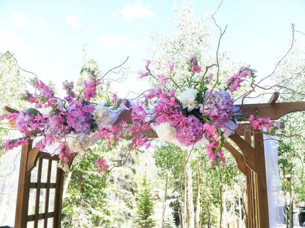  and arch decor for the outside wedding ceremony location at the Mountain 