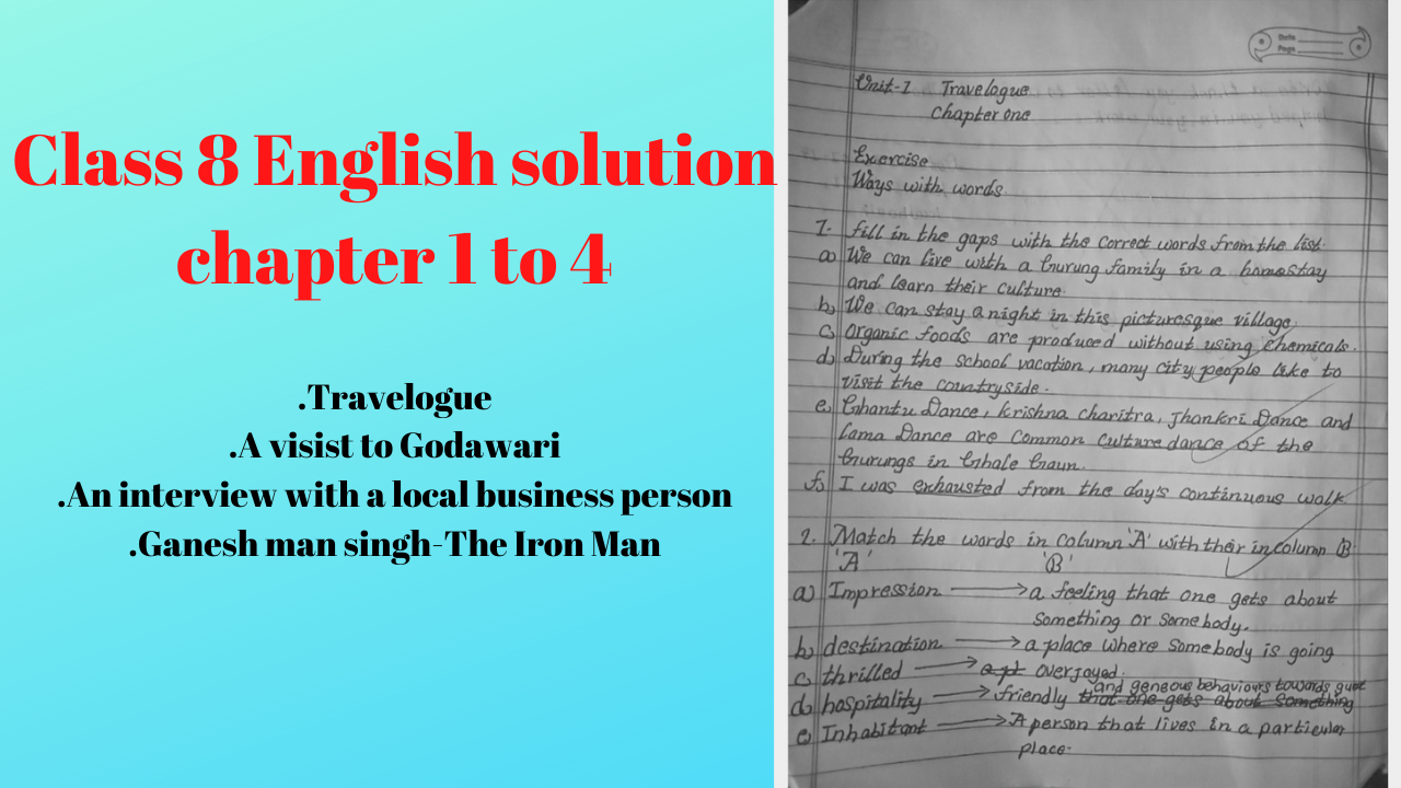 Class 8 English solution chapter 1 to 4