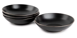 Thyme & Table Dinnerware Black Onyx Stoneware Round Bowls, 4 Pack
