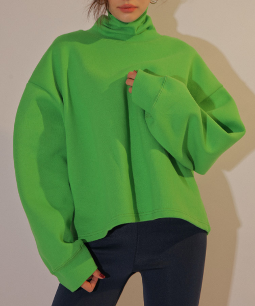 Funnel Neck Extended Sleeve Sweatshirt