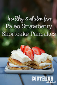 Healthy Paleo Strawberry Shortcake Pancakes Recipe - low fat, gluten free, healthy, high protein, paleo, grain free, clean eating friendly, low carb