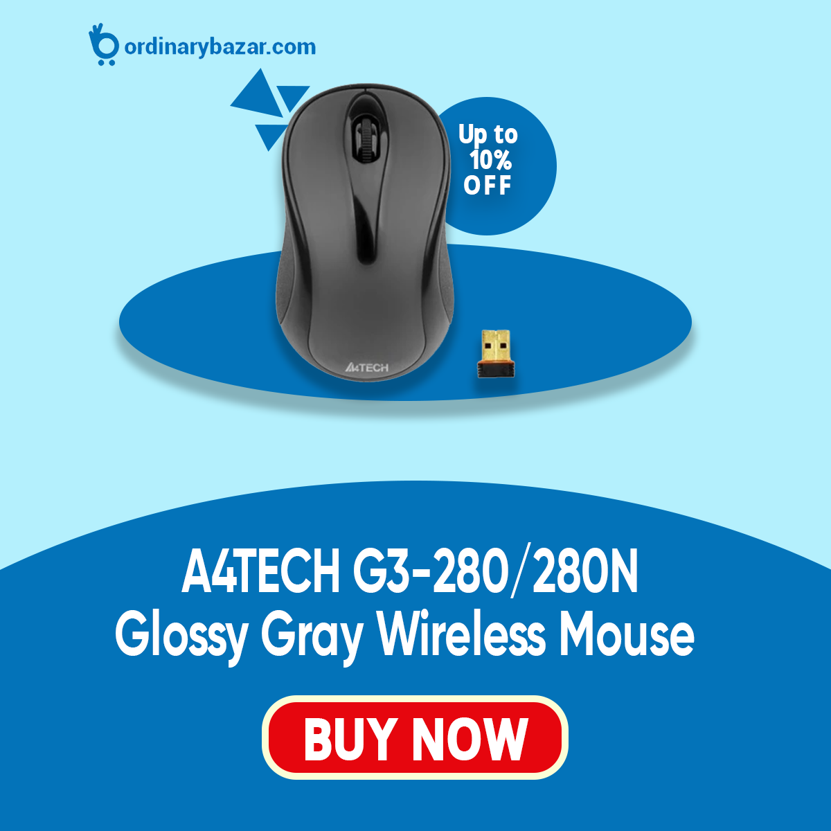 A4TECH G3-280/280N Glossy Gray Wireless Mouse