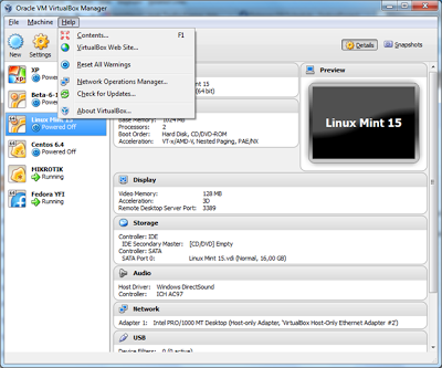 virtualbox menu help