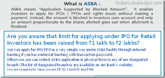 ASBA indian ipo