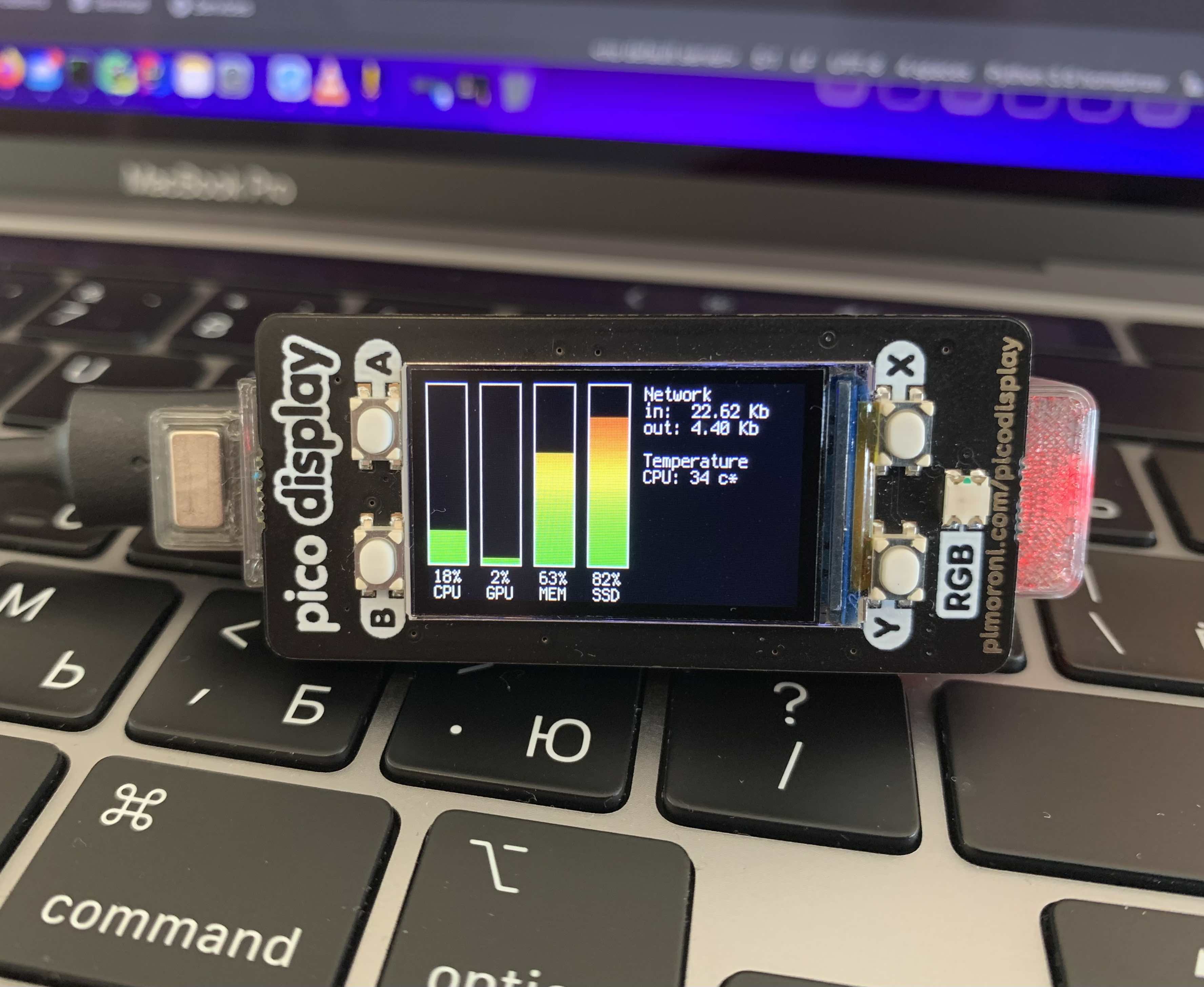  The Raspberry Pi Pico System Monitor by Dmytro Panin Has a Smart Magnetic Mount