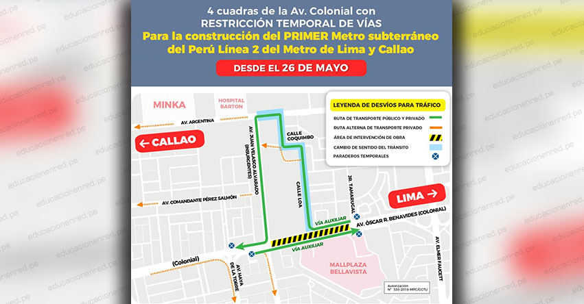 ATENCIÓN: Cerrarán Av. Colonial en el Callao por obras del primer metro subterráneo del Perú. Conoce el plan de desvíos