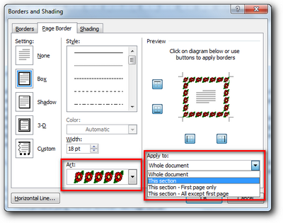 Sediakan bingkai halaman tertentu dalam MS Word