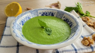 Pesto de Espinacas, Nueces, Queso Feta y Albahaca