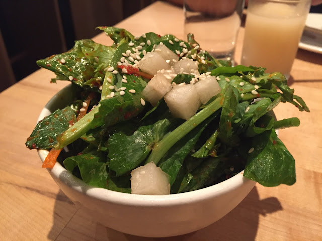 Pea Shoots - Chicory, Sesame, Kimchi Vinaigrette