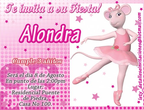 Invitaci n de Angelina Ballerina Hermoso dise o de Angelina no lo veras en