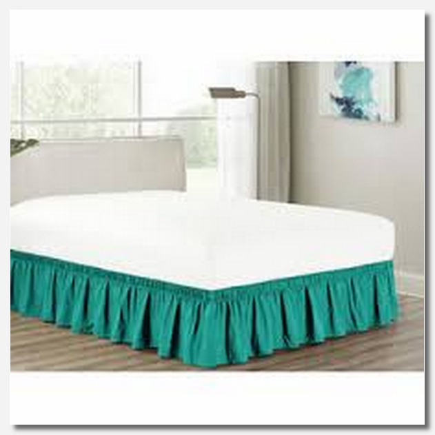 Teal colored bed skirts