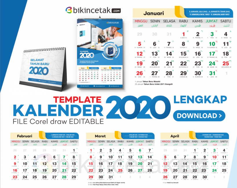  Download  kalender  2020 cdr  masehi hijriyah jawa Lengkap