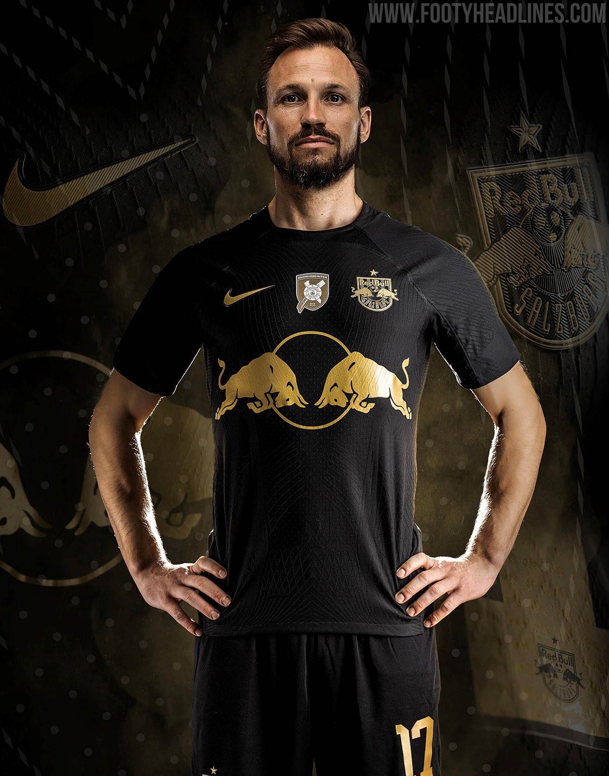 Stunning Black/Gold Nike Red Bull Salzburg 2023 Champions Kit