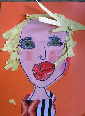 First grade self portraits, kids self portrait lesson, kinder self portraits