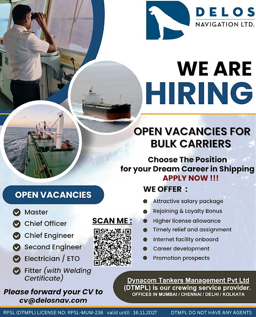 Open Vacancies for Bulk Carriers Master until Fitter December 2023