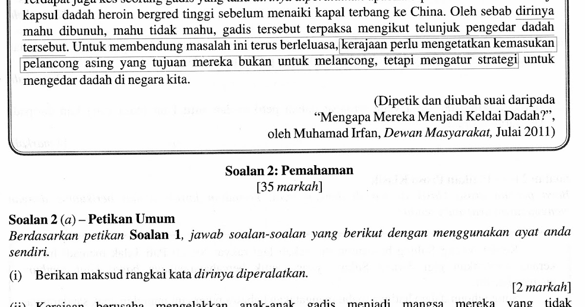 Contoh Soalan Rumusan Bahasa Melayu Pt3 - Viral Blog u