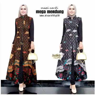 Model baju gamis batik kombinasi polos terbaru