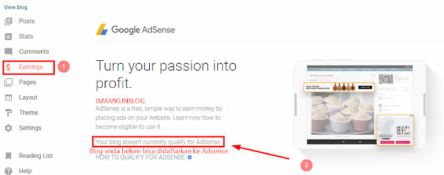 Cara Menampilkan Tab Earning Penghasilan di Blogger