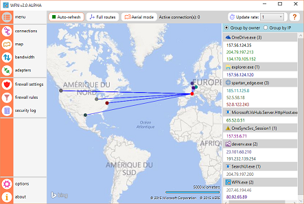 Windows Firewall Notifier WFN - Mapeo de conexiones en tiempo real con rutas