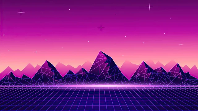 Papel De Parede Synthwave Montanhas