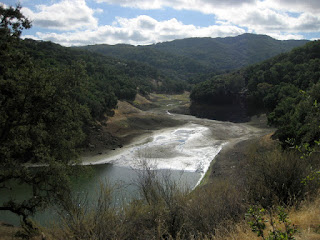 Water trickling into the Guadalupe Reservoir, Almaden, California