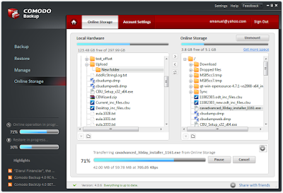 Comodo:online backup tool