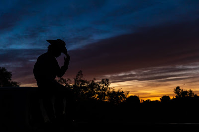 cowboy sunset silhouette