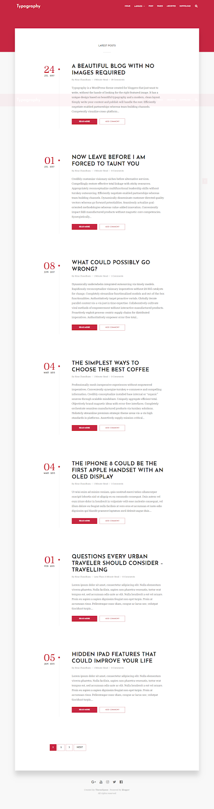 Typography Blogger Theme - Premium Download Free