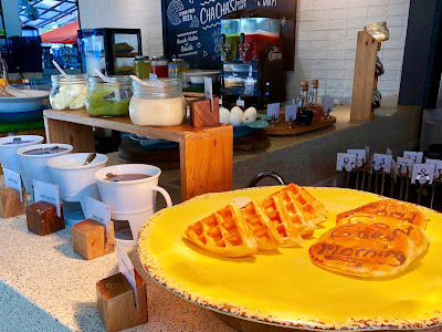 Cha Cha's Beach Cafe Pancake and Waffle Station with choice of Ube, Chocolate, and Maply Syrup