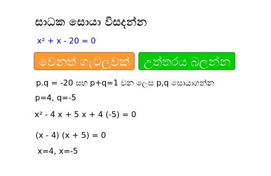 Interactive quadratic equation solver