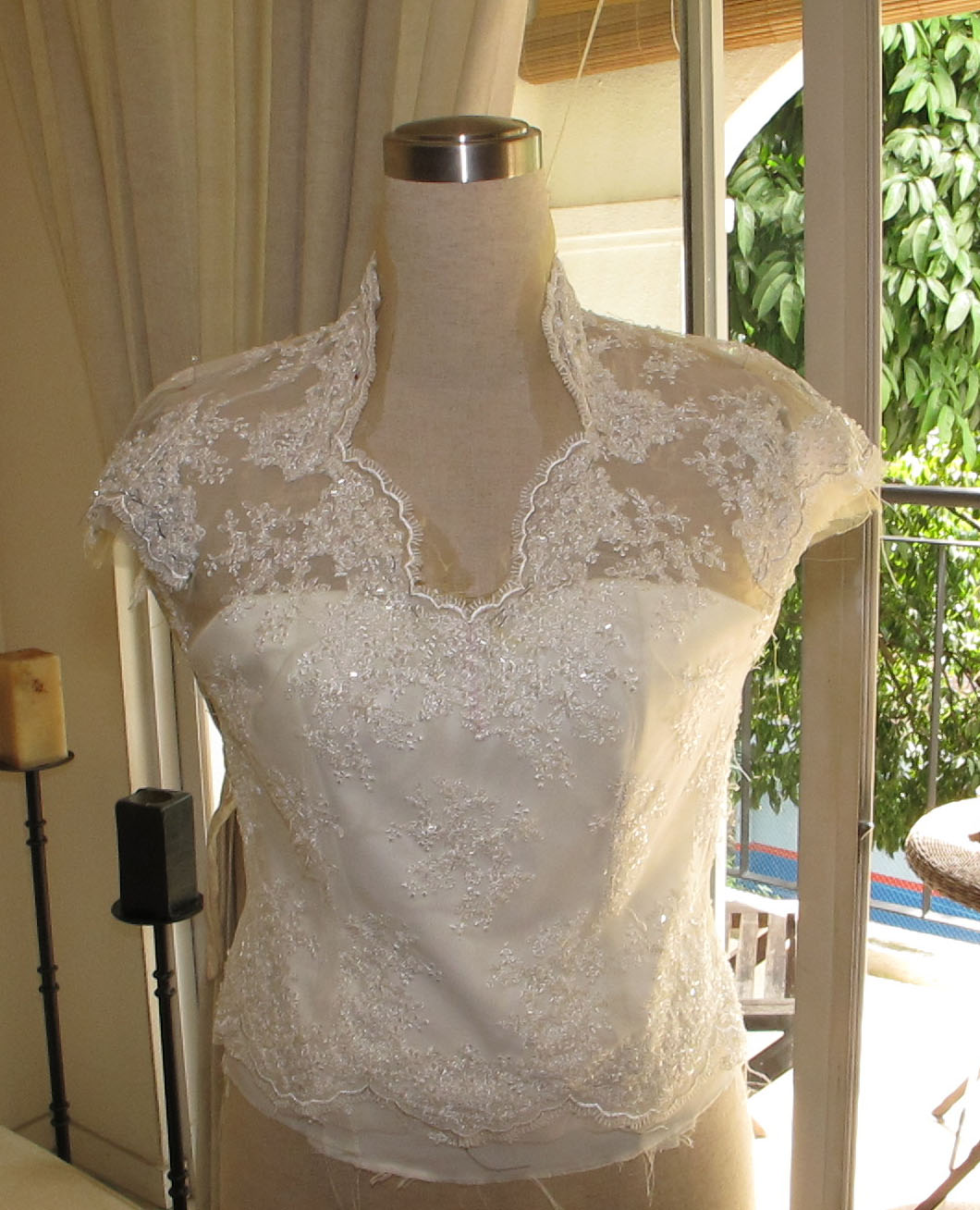 wedding dresses with lace sleeves Lace Top with lace border added, MG's Wedding Gown,