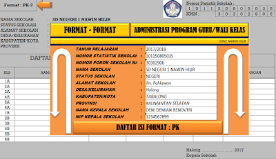 Administrasi Guru Kelas Dalam Bentuk Aplikasi Tahun Pelajaran 2017/2018