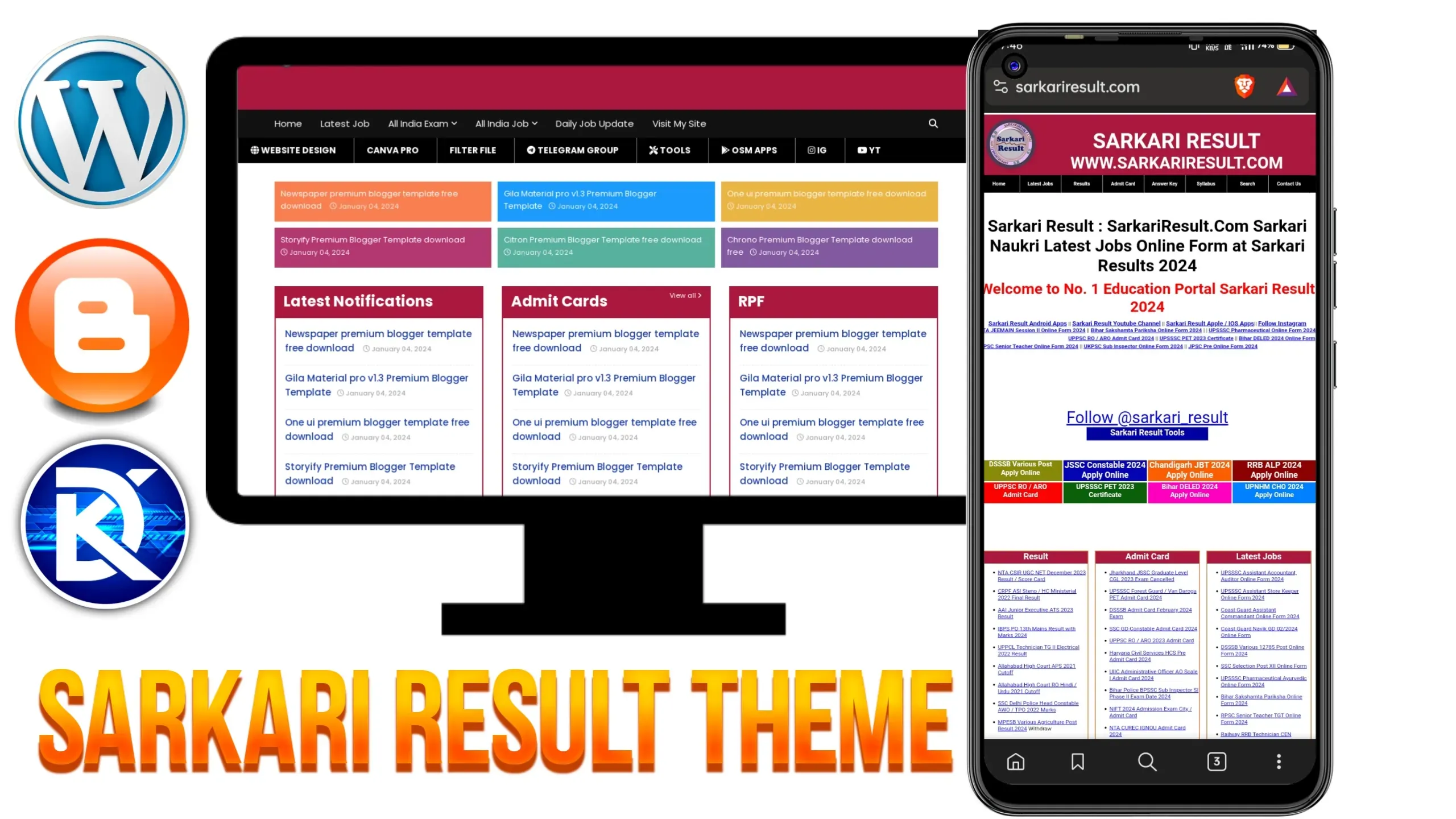 Sarkari Result wordpress and blogger template free download