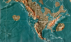 Mapa da Terra após o apocalipse em 2036 com a Atlantida