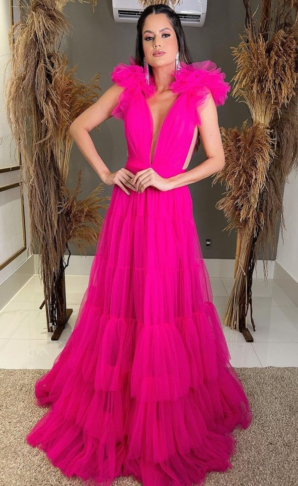 Vestido de festa pink de tule