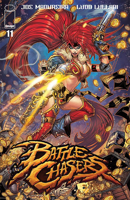 Joe Madureira's Battle Chasers Issue 11 Cover featuring Red Monika drawn by Jonboy Meyers