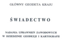 świadectwo uprawnień geodezyjnych