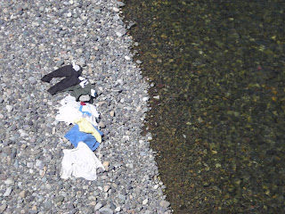 Clothes drying on rocks, Honduras