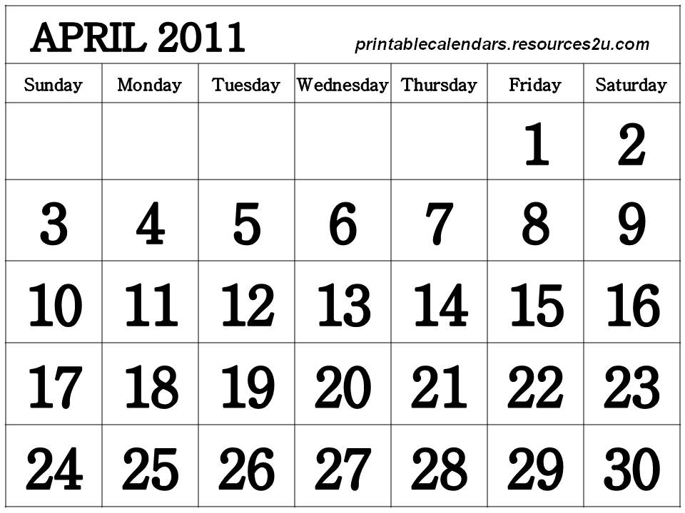 printable april 2011 calendar with. april 2011 calendar printable