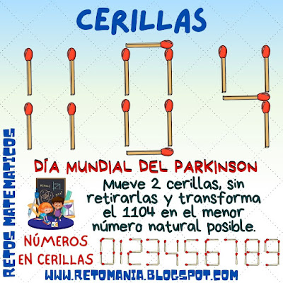 Desafío matemático, reto matemático, problema matemático, Problemas de lógica, Retos mentales, Retos virales, Retos visuales, Cerillas, Juego de cerillas, Fósforos, Juego de Fósforos, Día de Parkinson, Día mundial del Parkinson