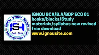 IGNOU BCA/B.A/BDP ECO 01 books/blocks/Study materials/syllabus new revised free download