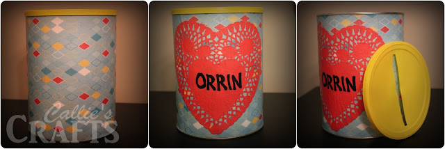 Valentine Holder, Formula Can, Mod Podge, Paper Doile