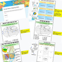 Mapping Skills Digital Escape Room MAPPING SKILLS VOCABULARY MAPPING THE EARTH LATITUDE AND LONGITUDE TYPES OF MAPS MAP PROJECTIONS