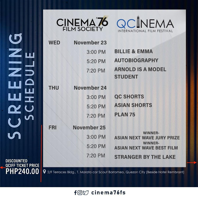 Cinema 76 Tomas Morato Quezon City QCinema Schedule