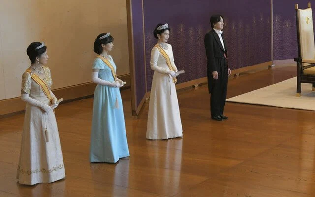 Empress Masako, Princess Aiko, Crown Princess Kiko and Princess Kako. Female members of the Imperial family wore tiaras